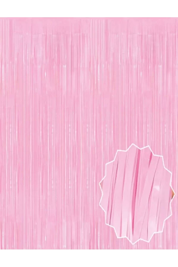 Nessiworld Soft Pembe Püsküllü Kapı Perdesi - Parti, Baby Shower, Cinsiyet Partisi 1x2 m