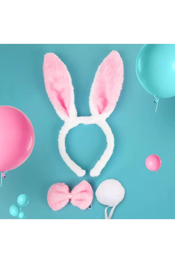 Nessiworld  Tavşan Kostüm Seti Taç Papyon Kuyruk Pembe Renk