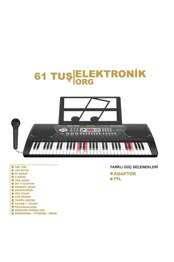 Nessiworld  TFL-328-21 Vlektro Kutulu 61 Tuş Büyük Lcd Ekranlı Elektronik Büyük Org