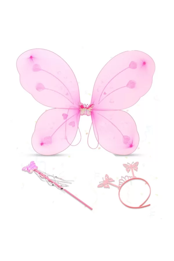 Nessiworld  Toz Pembe Renk Kelebek Kanadı Tacı ve Sopası 50x37 cm