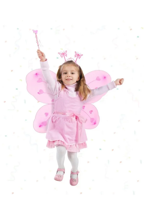 Nessiworld  Toz Pembe Renk Kelebek Kanadı Tacı ve Sopası 50x37 cm