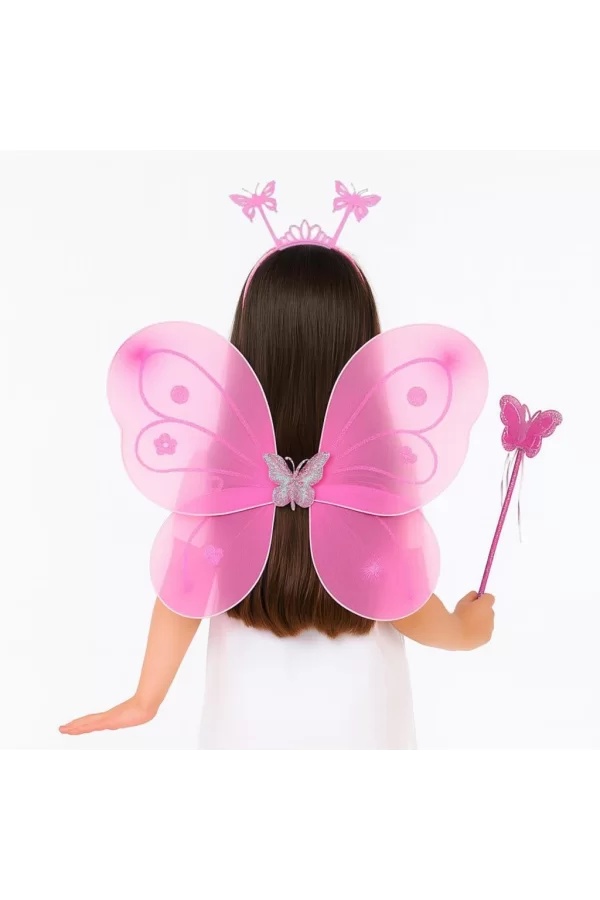 Nessiworld  Toz Pembe Renk Kelebek Kanadı Tacı ve Sopası 50x37 cm