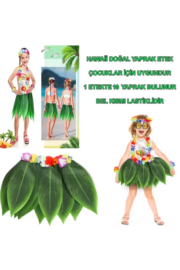 Nessiworld  Tropikal Esintili Hawaii Yapraklı Parti Eteği Çocuk Boy