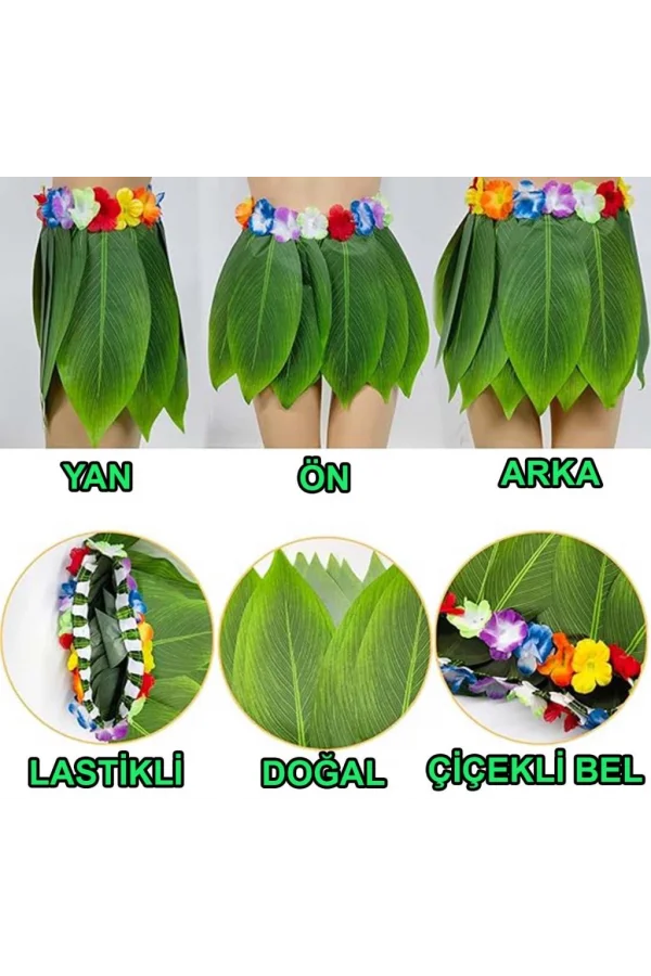 Nessiworld  Tropikal Esintili Hawaii Yapraklı Parti Eteği Yetişkin Boy