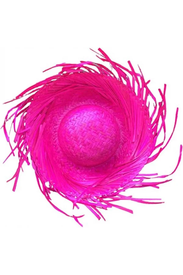 Nessiworld  Tropikal Parti Pembe Fuşya Hasır Hawaii Şapkası 13x36 cm