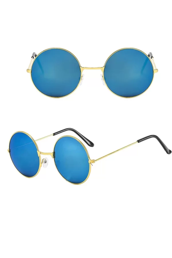 Nessiworld  Yuvarlak Cam John Lennon Tarzı Gold Çerçeveli Mavi Gözlük