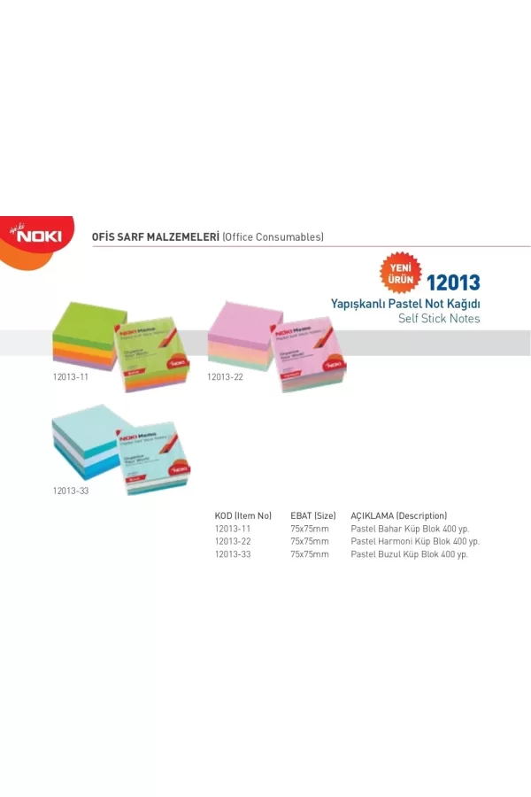 Noki Memo 75*75 Pastel Bahar Küp Blok 400 Sayfa