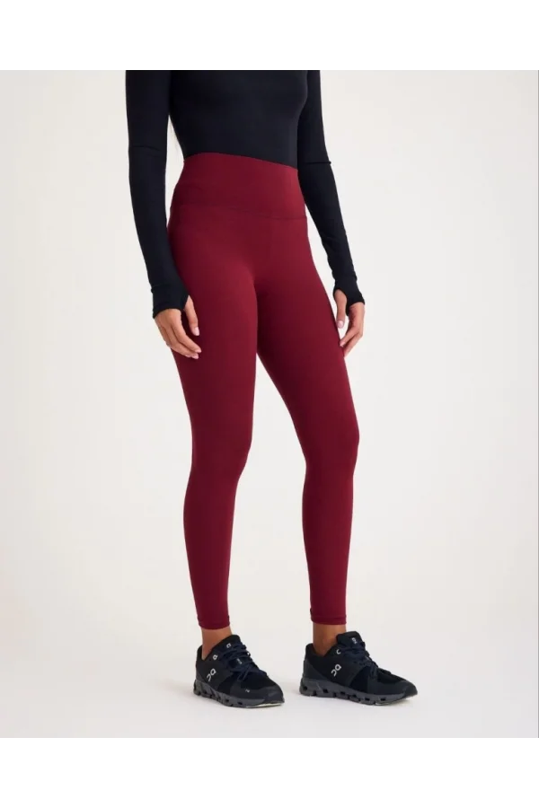 Nonofit Yüksek Bel Düz Sporcu Tayt - Bordo