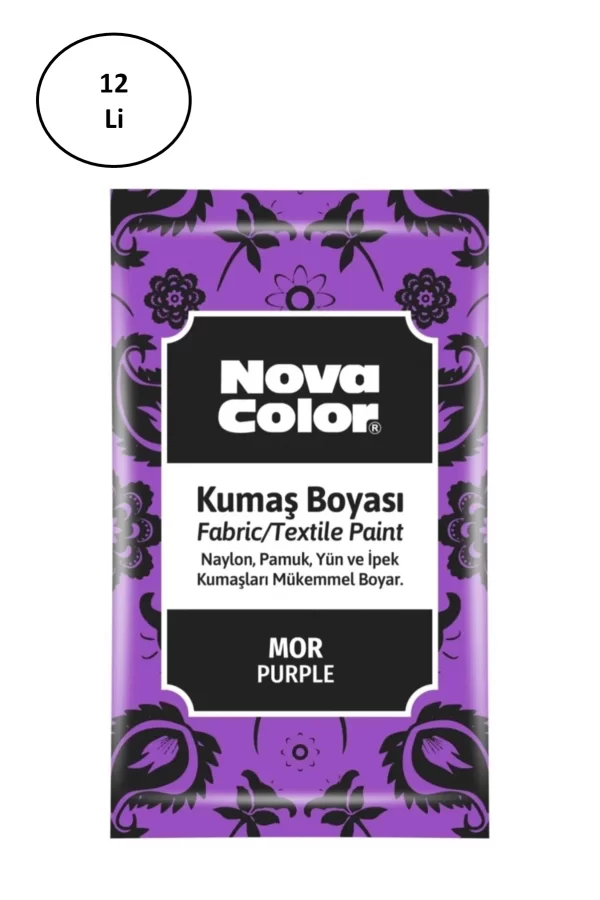 Nova Color Toz Kumaş Boyası Mor 12 Gr Nc-907 12li