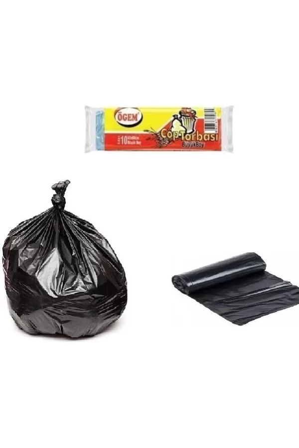 Ögem Büyük Boy Çöp Poşeti 65x80 Cm 50 Lt 10lu Rulo 5 Paket Siyah
