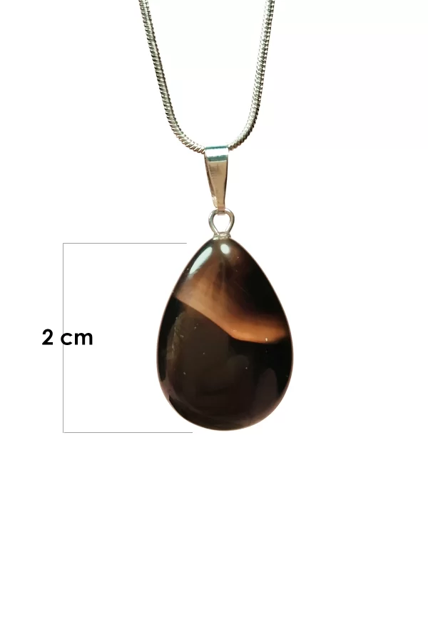 Onix Kuvars Doğal Taşı Zincirli El Yapımı Kolye Uç: 2 cm Zincir: 20 cm Kutulu
