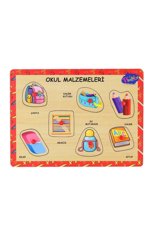 Ony-196-197 Ahşap Tutmalı Okul Malzemeleri -onyıl Oyuncak