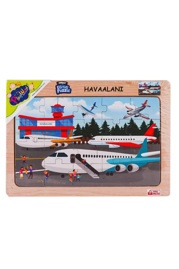 Ony-233-234-235-236 Ahşap Eğitici Puzzle Havaalanı -onyıl Oyuncak