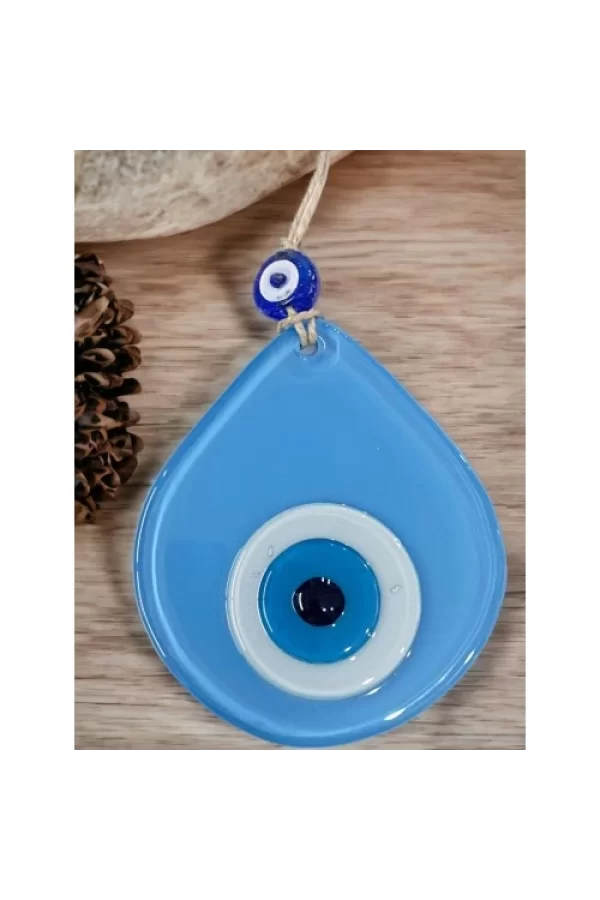 Orta Boy Mavi Damla Desen Nazar Boncuklu Duvar Dekoru Cam Duvar Süsü
