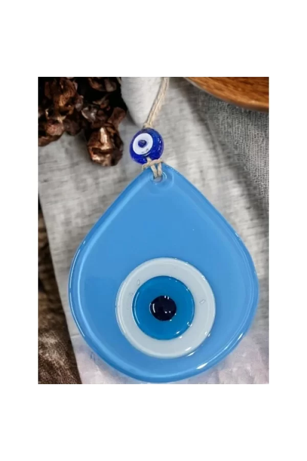 Orta Boy Mavi Damla Desen Nazar Boncuklu Duvar Dekoru Cam Duvar Süsü