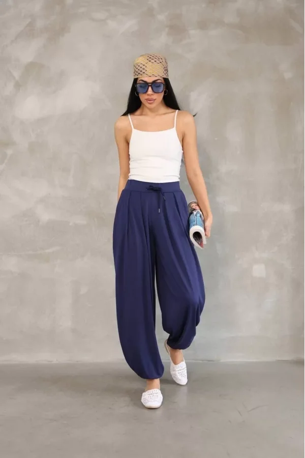 Luz&Pos Osy Modal Yumuşak Dokulu Kumaş Şalvar Pantalon - Lacivert