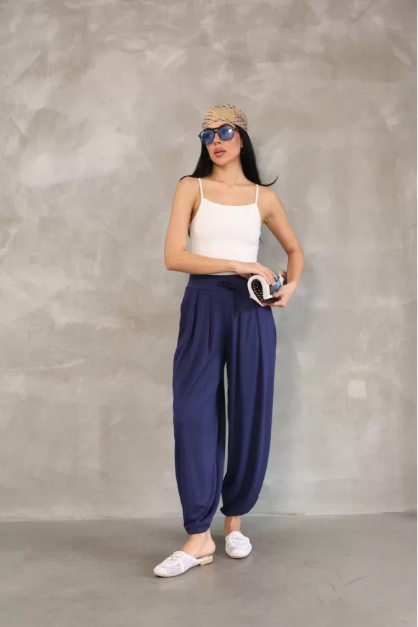 Luz&Pos Osy Modal Yumuşak Dokulu Kumaş Şalvar Pantalon - Lacivert