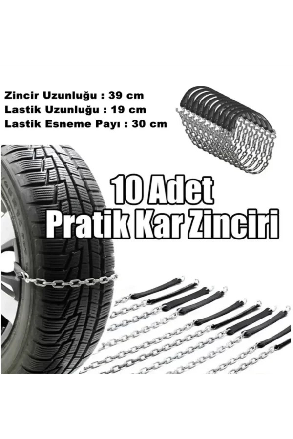 Luz&Pos Oto Lastik Kar Zincir Tak Çikar Pratik Zincir 10 Adet - Siyah