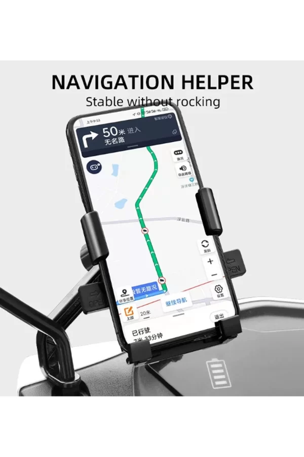 Otommatik Model Motosiklet Telefon Tutucu Ayna Bağlantılı
