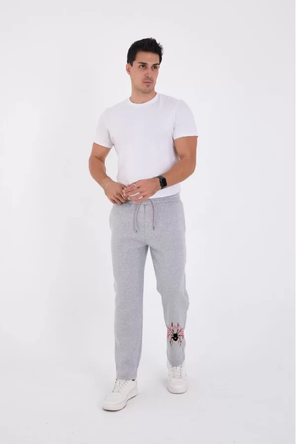 Luz&Pos Oversize Üç İplik Baskılı Eşofman Pantolon - Gri