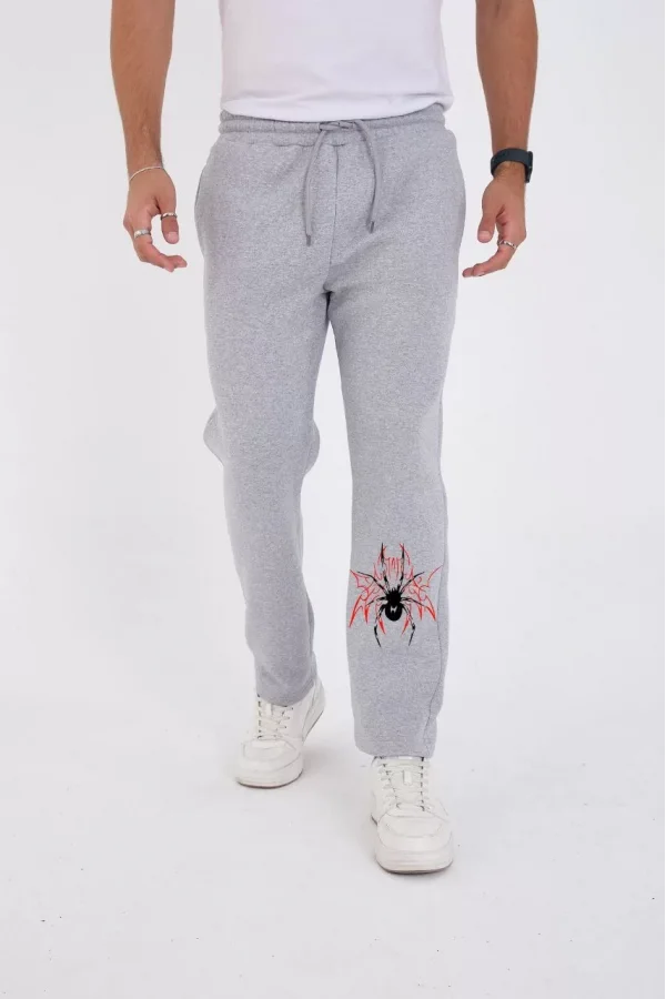 Luz&Pos Oversize Üç İplik Baskılı Eşofman Pantolon - Gri