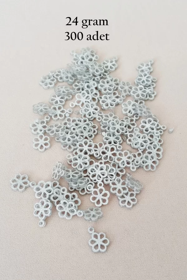 Oya Abiye Bileklik Kolye Pleksi Metalik Plastik Pul Gümüş Renk 24 gram 300 adet - BNC588