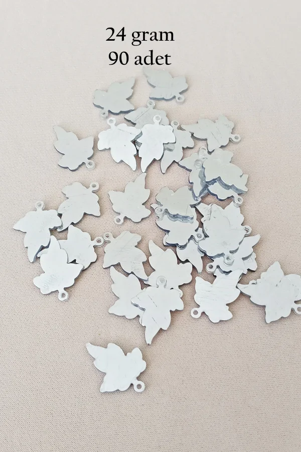Oya Abiye Bileklik Kolye Pleksi Metalik Plastik Pul Gümüş Renk 24 gram 90 adet - BNC592