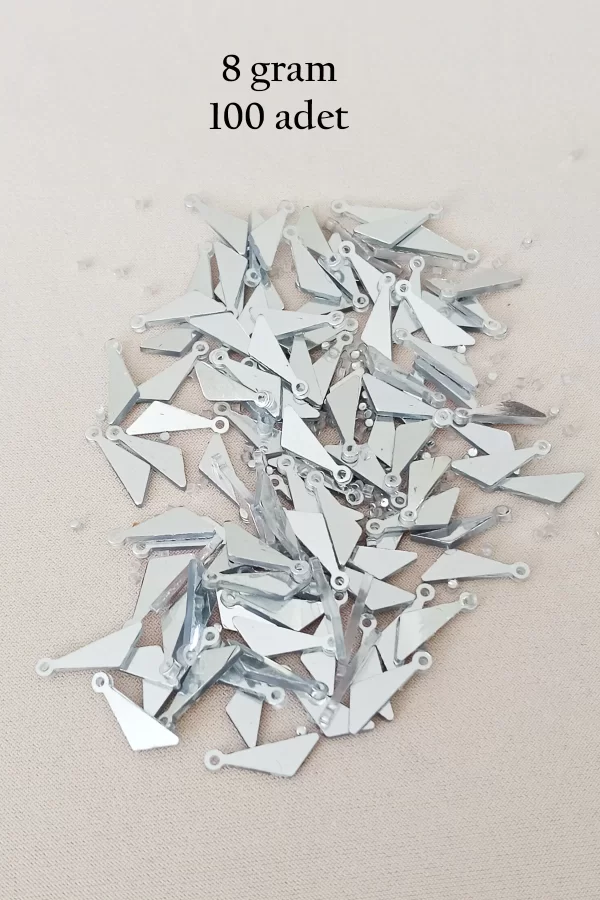 Oya Abiye Bileklik Kolye Pleksi Metalik Plastik Pul Gümüş Renk 8 gram 100 adet - BNC533