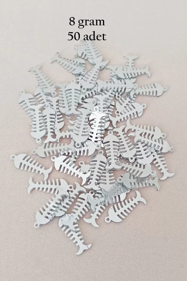 Oya Abiye Bileklik Kolye Pleksi Metalik Plastik Pul Gümüş Renk 8 gram 50 adet - BNC529