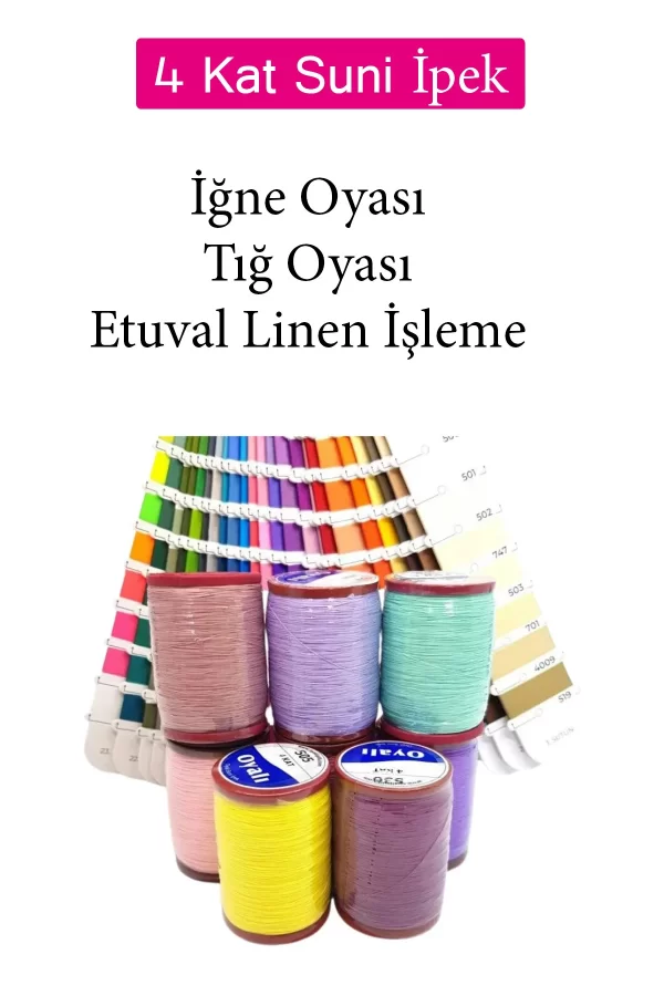 Oyalı 4 Kat Suni İpek İplik İğne Oyası Boncuk İpi Tığ Oyası No:73