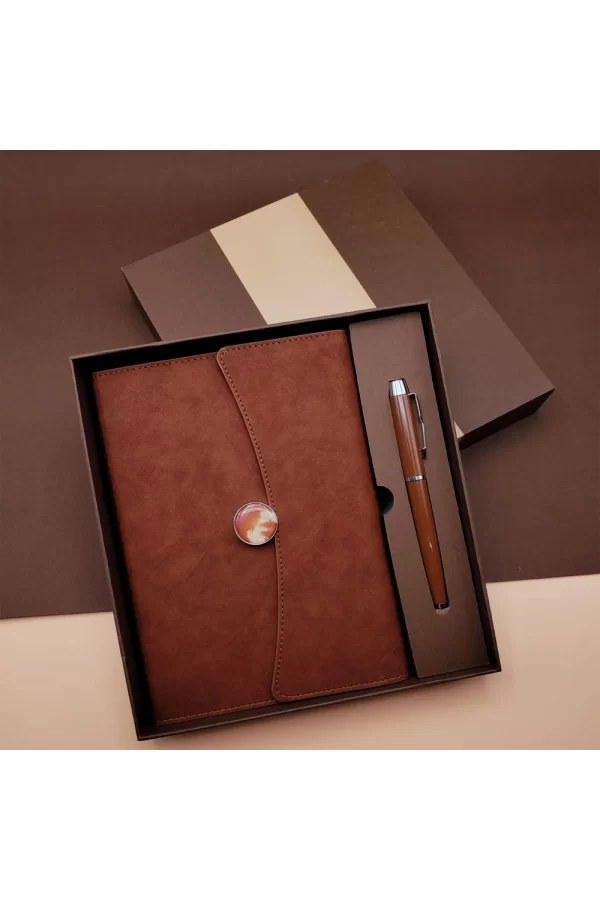 Özel Kutulu Deri Defter Ve Roller Kalem Seti
