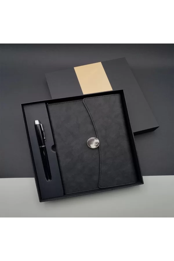 Özel Kutulu Deri Defter Ve Roller Kalem Seti