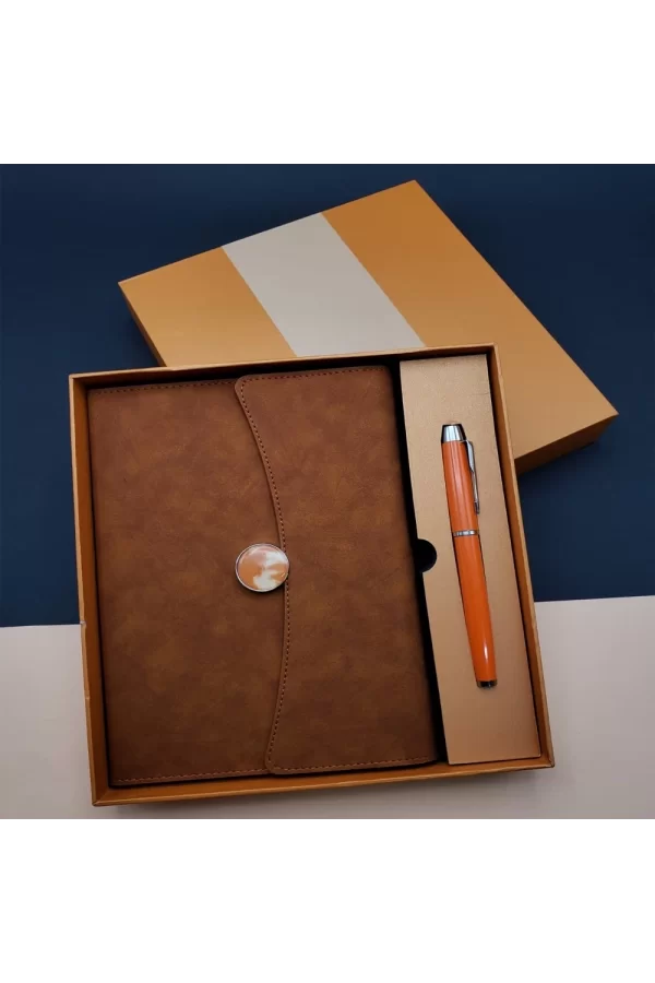 Özel Kutulu Deri Defter Ve Roller Kalem Seti