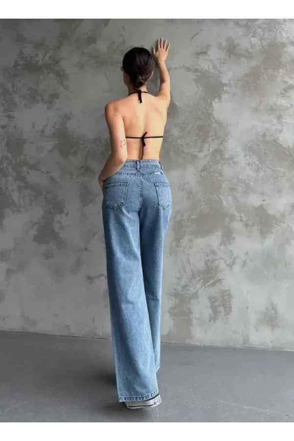 Palazzo Jeans Pantalon - Mavi