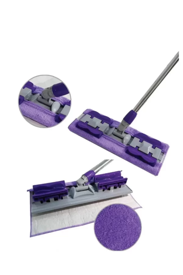 Panayır Home Mop Fayans Cam Duvar Yüzey Temizlik Mikrofiber Mandallı Mop 130cm