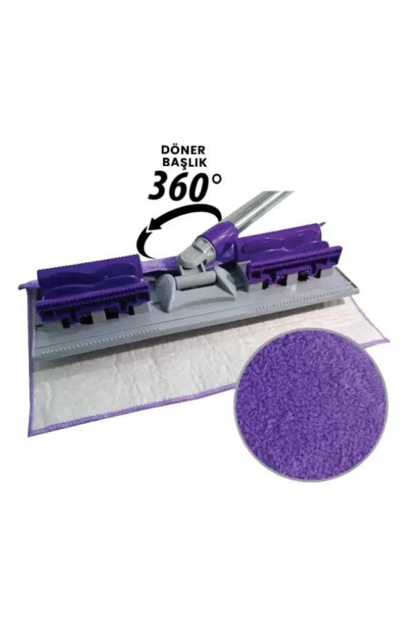Panayır Home Mop Fayans Cam Duvar Yüzey Temizlik Mikrofiber Mandallı Mop 130cm