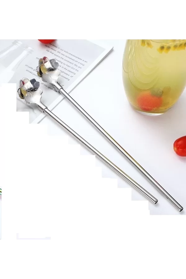 Paslanmaz Metal 2 Li Kaşıklı Pipet Fırça Seti