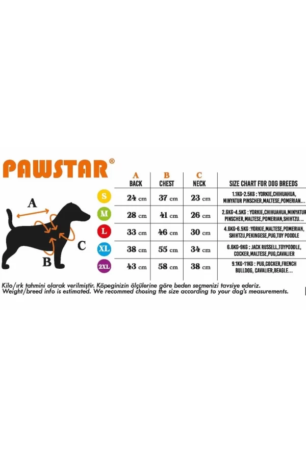 Pawstar Neon Orange Railway Vest Köpek Montu X Large 34x38x55 cm