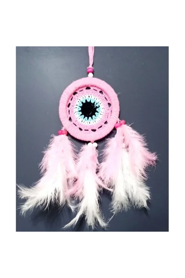 Pembe Dream Catcher Pembe Ve Beyaz Kuş Tüylü Düş Kapanı El Yapımı Duvar Süsü