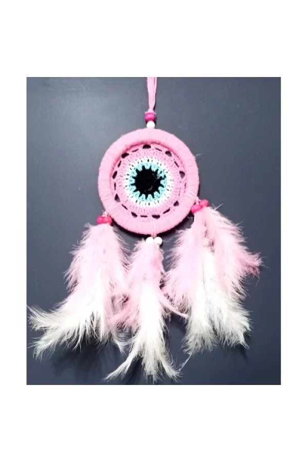 Pembe Dream Catcher Pembe Ve Beyaz Kuş Tüylü Düş Kapanı El Yapımı Duvar Süsü