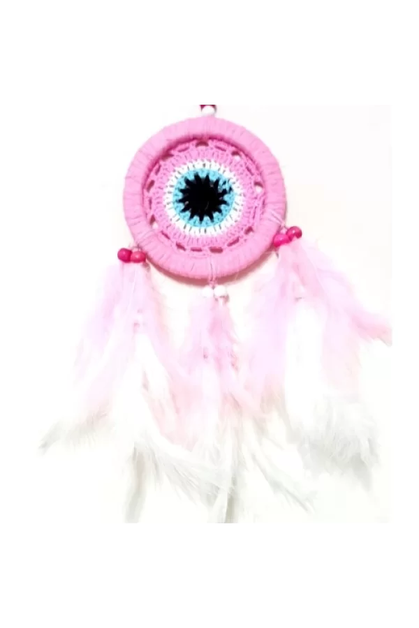 Pembe Dream Catcher Pembe Ve Beyaz Kuş Tüylü Düş Kapanı El Yapımı Duvar Süsü