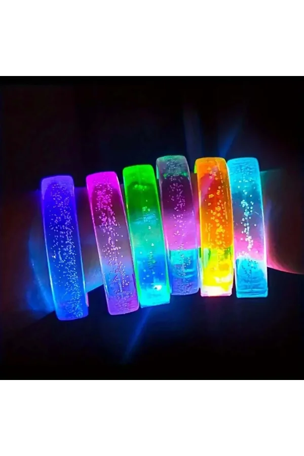 Pembe Led Işıklı Baskı Yapılabilen Pilli Bileklik Bilezik 1,5 Cm Genişlik