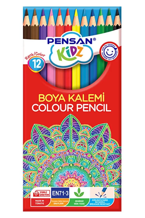 Pensan 12 Renk Tam Boy Kuru Boya 12li