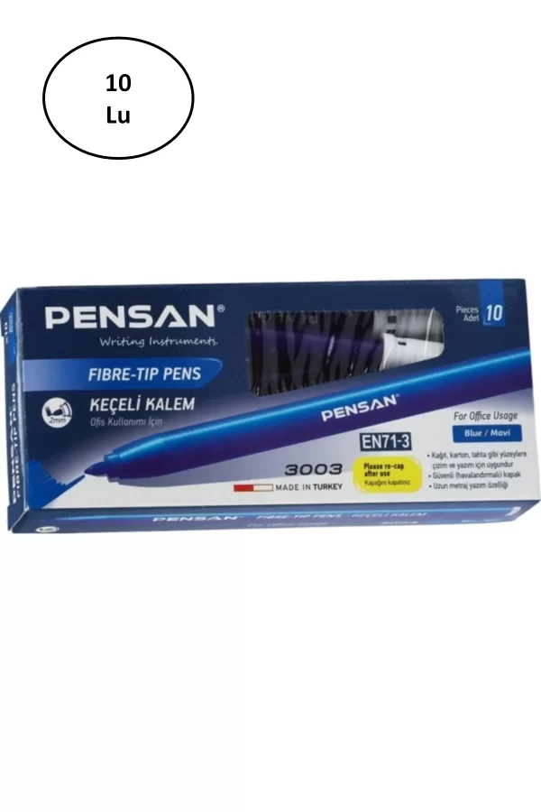 Pensan Keçeli Kalem 3003 Ofis Tipi Mavi 10lu