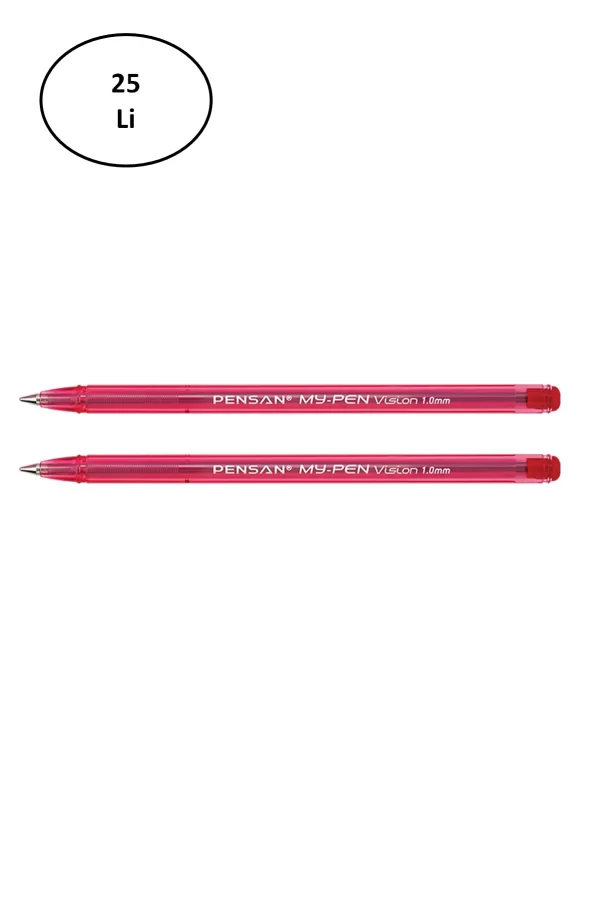 Pensan PE02210TKKI My-Pen Tükenmez Kalem, Kırmızı, 25li