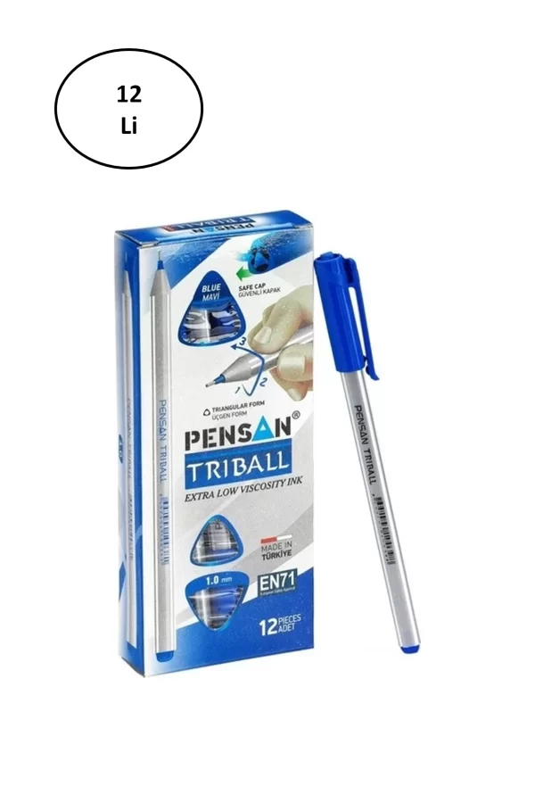 Pensan Triball Tükenmez Kalem 1 Mm Mavi 12li