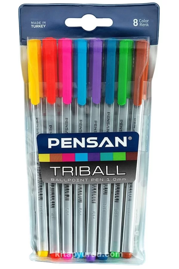 Pensan Triball Tükenmez Kalem Renkli 8li Set