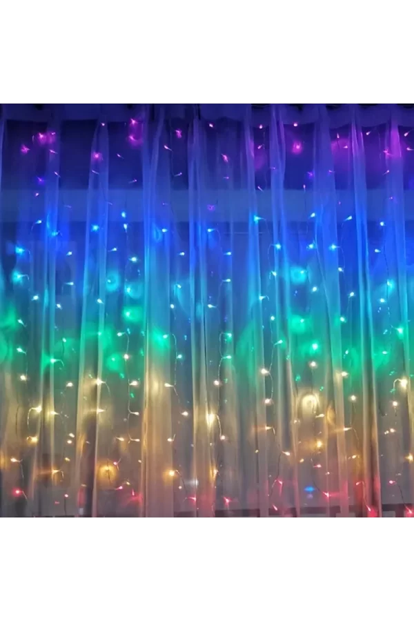 Perde Led  240 Ledli 8 Fonksiyonlu Dekor Lambası Rgb