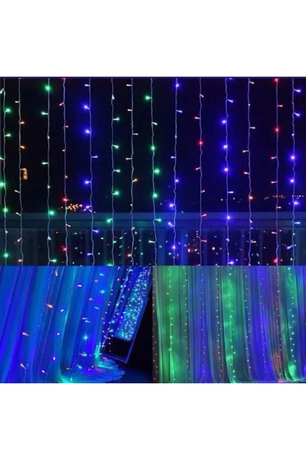 Perde Led  240 Ledli 8 Fonksiyonlu Dekor Lambası Rgb