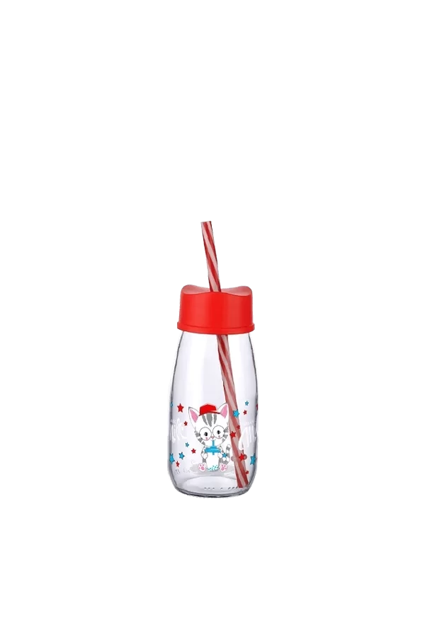 Pipetli Su Ve Süt Şişesi Cam 250 Ml - Kırmızı